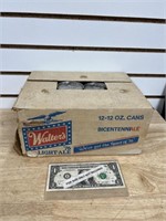 Vintage Walters Beer bicentennial case with cans