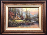 THOMAS KINKADE A PEACEFUL REREAT FRAMED PICTURE