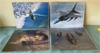 W - LOT OF 4 MILITARY AIRCRAFT PRINTS (G131)