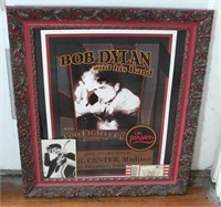 BOB DYLAN POSTER, PICTURE AND TICKET IN FRAME