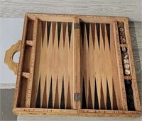 Intricate Carved Wooden Backgammon Board Case
