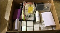 Box lot, stationary supplies, calculators,