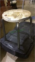 Vintage stool, iron leg stool with a plastic