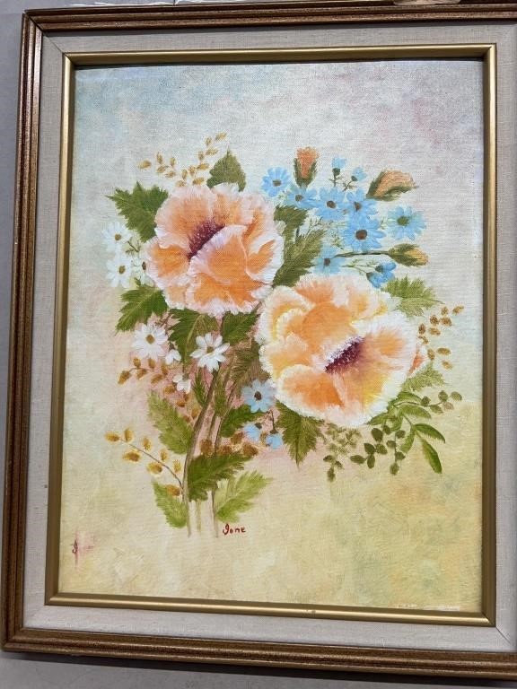 Painting of flowers on canvas