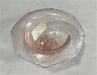 Vintage Etched Pink Glass Bowl