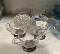 Cut Glass Coasters, Stering Rimmed Cup and Sugar