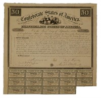 Montgomery, May 1,1861.Confederate $50 Bond