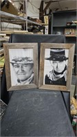 2 John Wayne Prints in Barnwood Frames