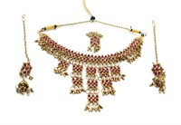 Asian Styled Faux Red Gem Jewelry Set