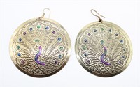 Peacock Faux Gem Medallion Earrings