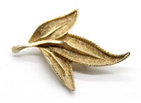 Gold Tone 3 Leaf Form Brooch