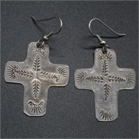 Southwestern Cross Metal Earrings