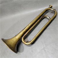 Vintage Brass Bugle -Aged Patina -Good Sound