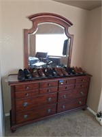 WOOD DRESSER WITH MIRROR (BRUING HELP)