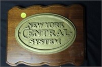 Mounted Brass Plaque "New York Central System"