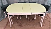 MID CENTURY METAL W/LAMINATE DINING TABLE-4 CHAIRS