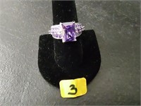 Emerald Cut Stone Ring Sz 9 Marked 925