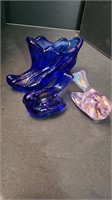 Fenton Cobalt Blue Shoe and glass birds