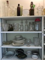 Large Lot of Glass & Misc  in Shelves (Bring Boxes