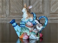 Fitz & Floyd Gardening Bunny Rabbit Teapot