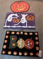 (3) Contemporary fall/Halloween themed rugs