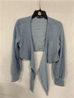 WOMENS KNITTED CARDIGAN JACKET SMALL LIGHT BLUE