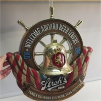 STROH'S BEER PLASTIC NAUTICAL SIGN. 16"H X 18"W.