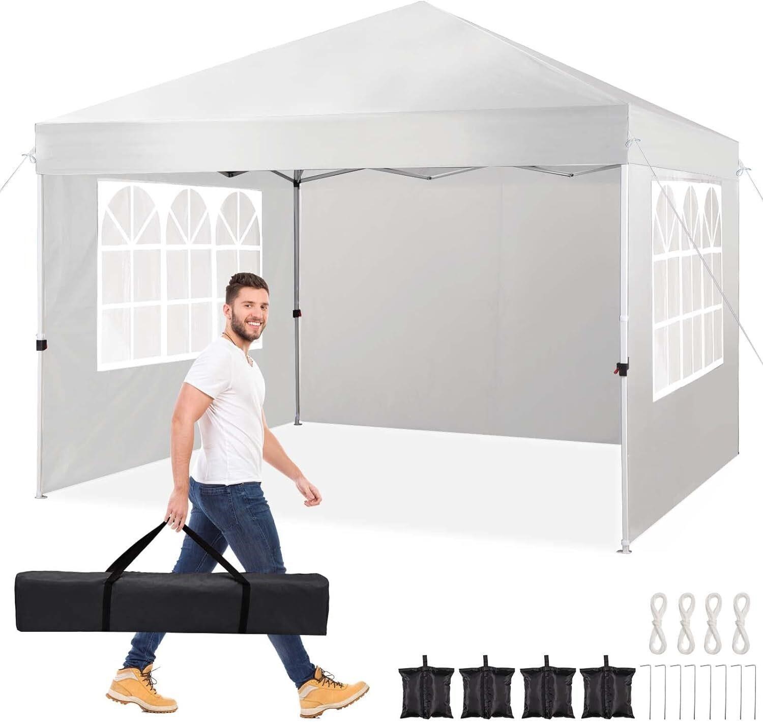 10x10 Canopy Tent with Sidewalls  White