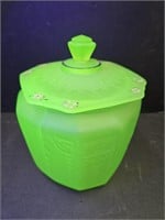 Vintage Uranium Glass Cracker Jar
