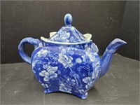 Heavy Blue & White Ironstone Tea Pot