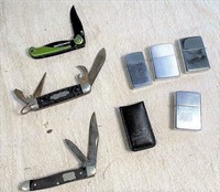 pocket knives & Zippo lighters