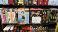 SHELF FULL VHS TAPES SHIRLEY TEMPLE, BRUCE LEE,