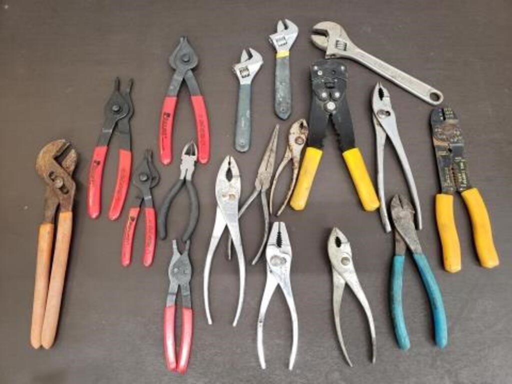 Flat of Assorted Pliers, Wire Strippers, Side