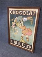 1900's French Chocolat Framed Sign
