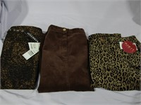 3 Brown Pencil / Leopard Skirts Size 6