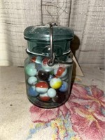 Mason jar of marbles