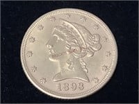 1893 Liberty Head Gold $5 Coin