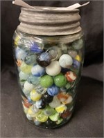 Jar of Vintage Agate Swirl Marbles
