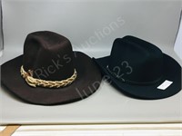 2- cowboy hats, Jack Daniels + brown felt