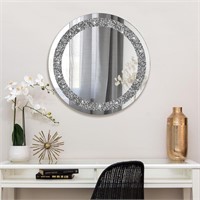 Round Wall Mirror Crystal Crush Diamond Mirror
