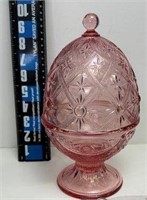 Pink Depression glass Candy dish egg shaped