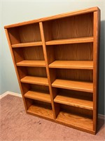 Wide Oak Bookshelf, 10 shelves