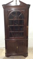Vintage Wood Corner Cabinet w/ Key K10A