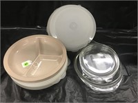 Micro Ware Divided Plates With Glass Pyrex Plates