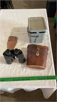 Kadima binoculars, military amo box, tool holder.