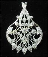 Art Deco Diamond Pendant 14K White Gold
