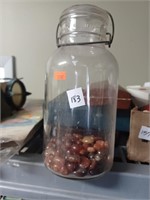 Two Large Jars w/ Tan/Brown Agate Stones in Base