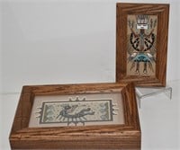 Two Navajo Sand Paintings Box & Plaque