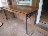 Table - Wrought Iron & Wood, 2-Drawers