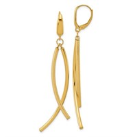 14k- Textured Tube Dangle Leverback Earrings